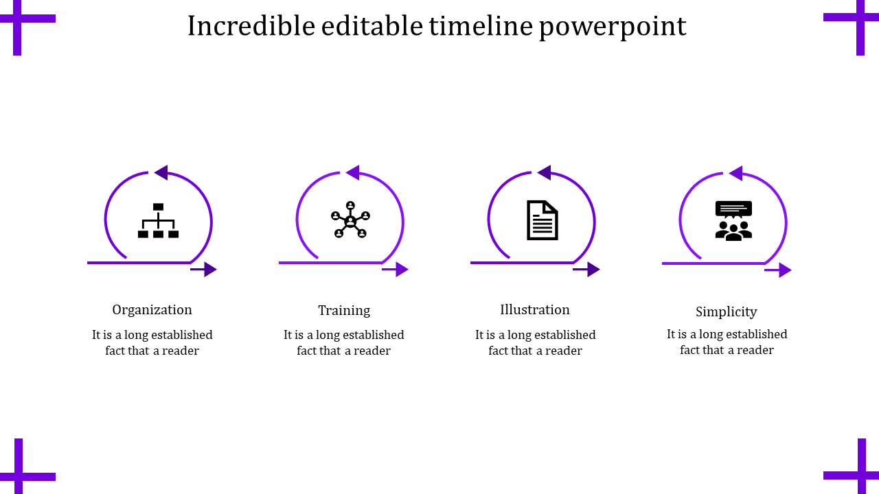 Magnificent Editable Timeline PowerPoint with Four Nodes